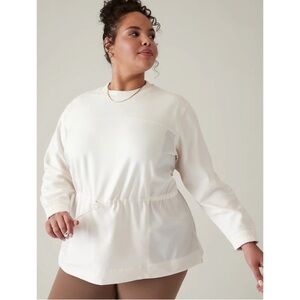 Cream Athleta Triumph Hybrid Crewneck Sweatshirt XL